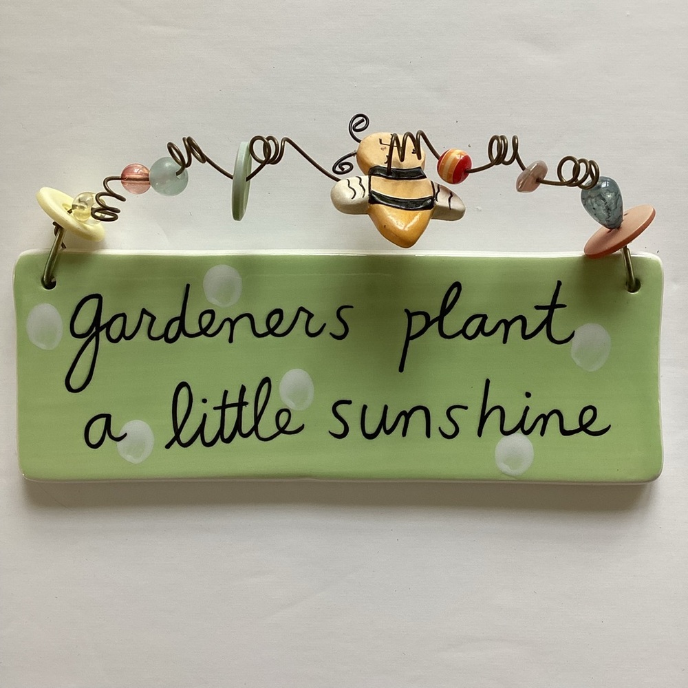 Sandra Magsmem for Silverstri Green Ceramic Wall Decor with Bee Design